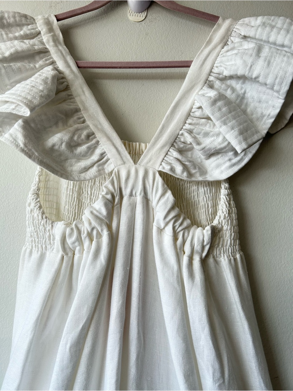 NWT Maria Cayetana Luxury Hand made in Mexico White Linen Maxi Dress - Picture 6 of 16